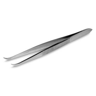 Forceps 4" Fine Curved Serrated Tip